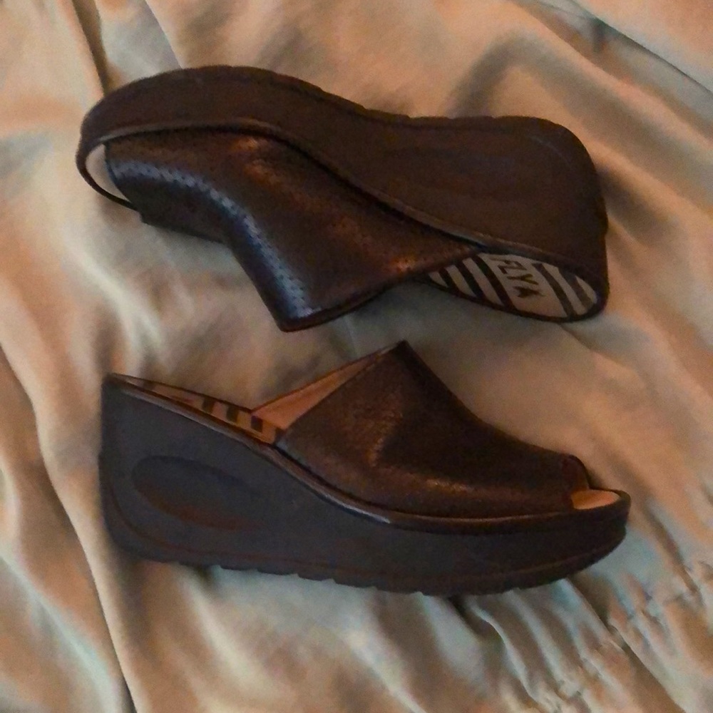 Fly London black wedges- size 39